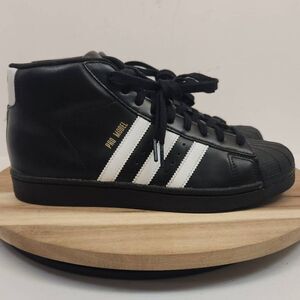 Adidas PRO MODEL GOLD Black Leather Sz 7.5 Men's Shoes B39368 Hi Top Sneakers